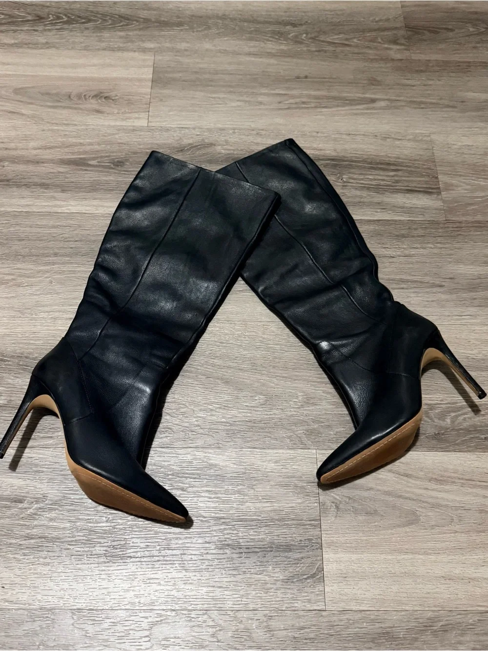 Vince Camuto Black Pointed-Toe Over-the-Knee Boots